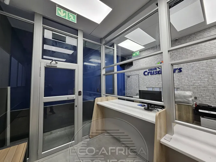 Framed commercial entrance and reception glazing
